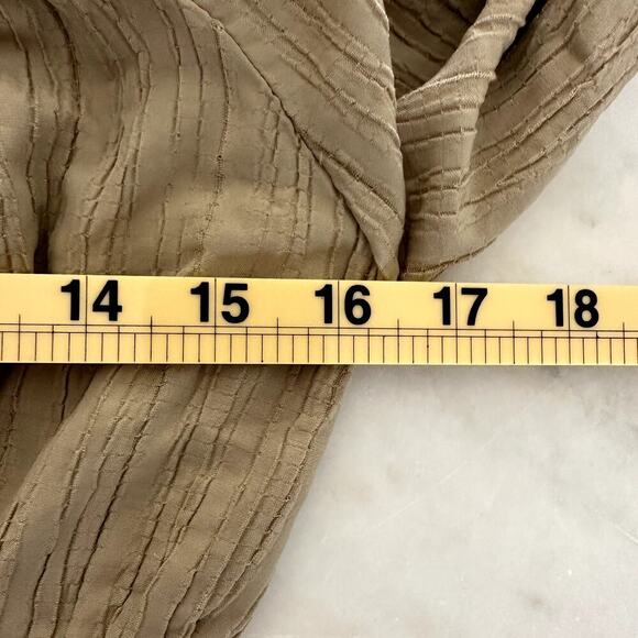 Off the Shoulder Long Sleeve Beige Peasant Top XL Smocked Boho Cottagecore - Picture 8 of 9